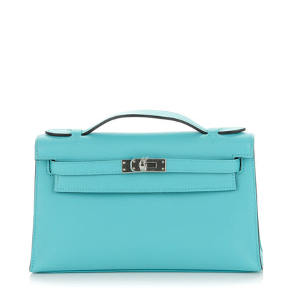 Hermes Swift Kelly Pochette Clutch Bleu Atoll 1 of 17