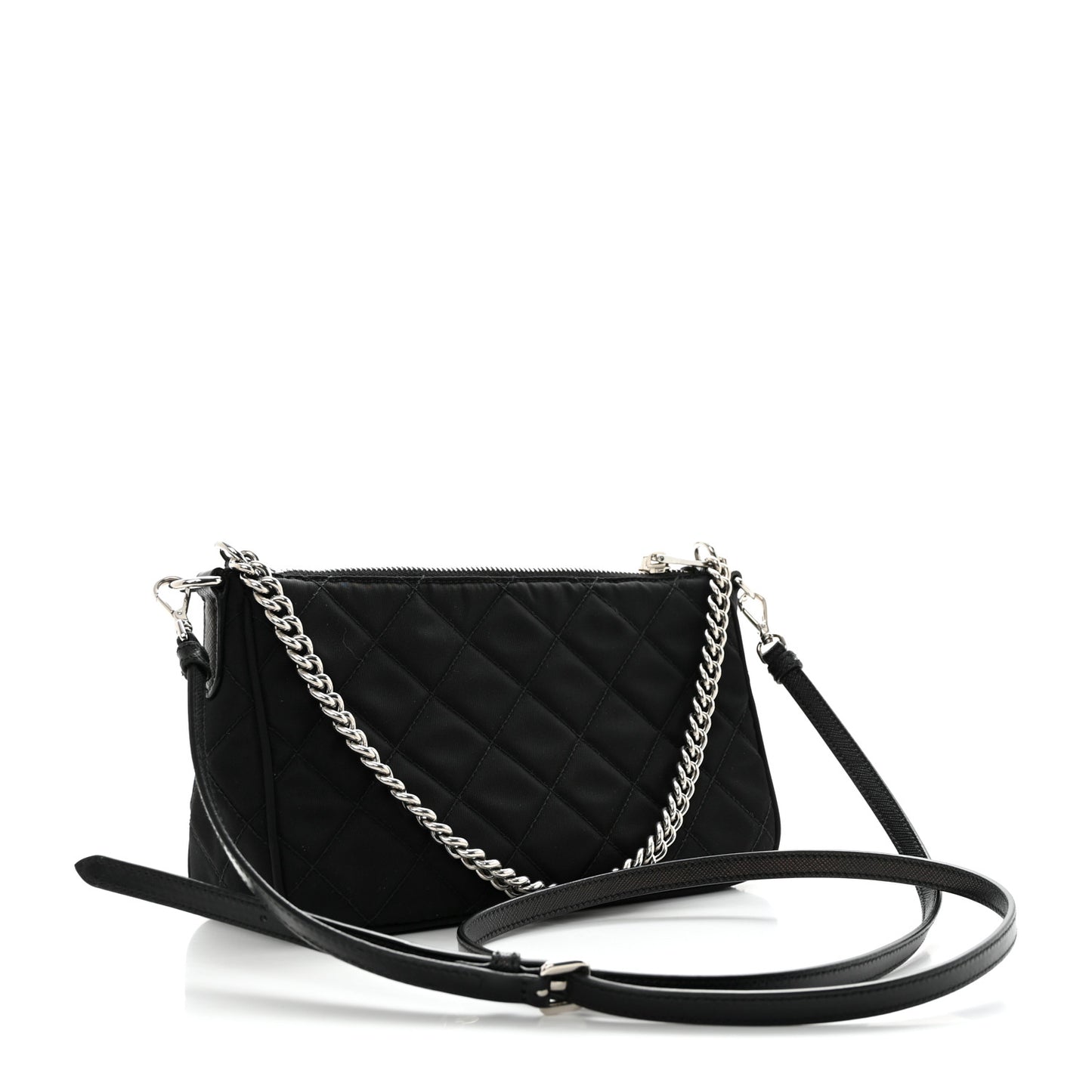 Nylon Tessuto Impuntu Quilted Crossbody Bag Black