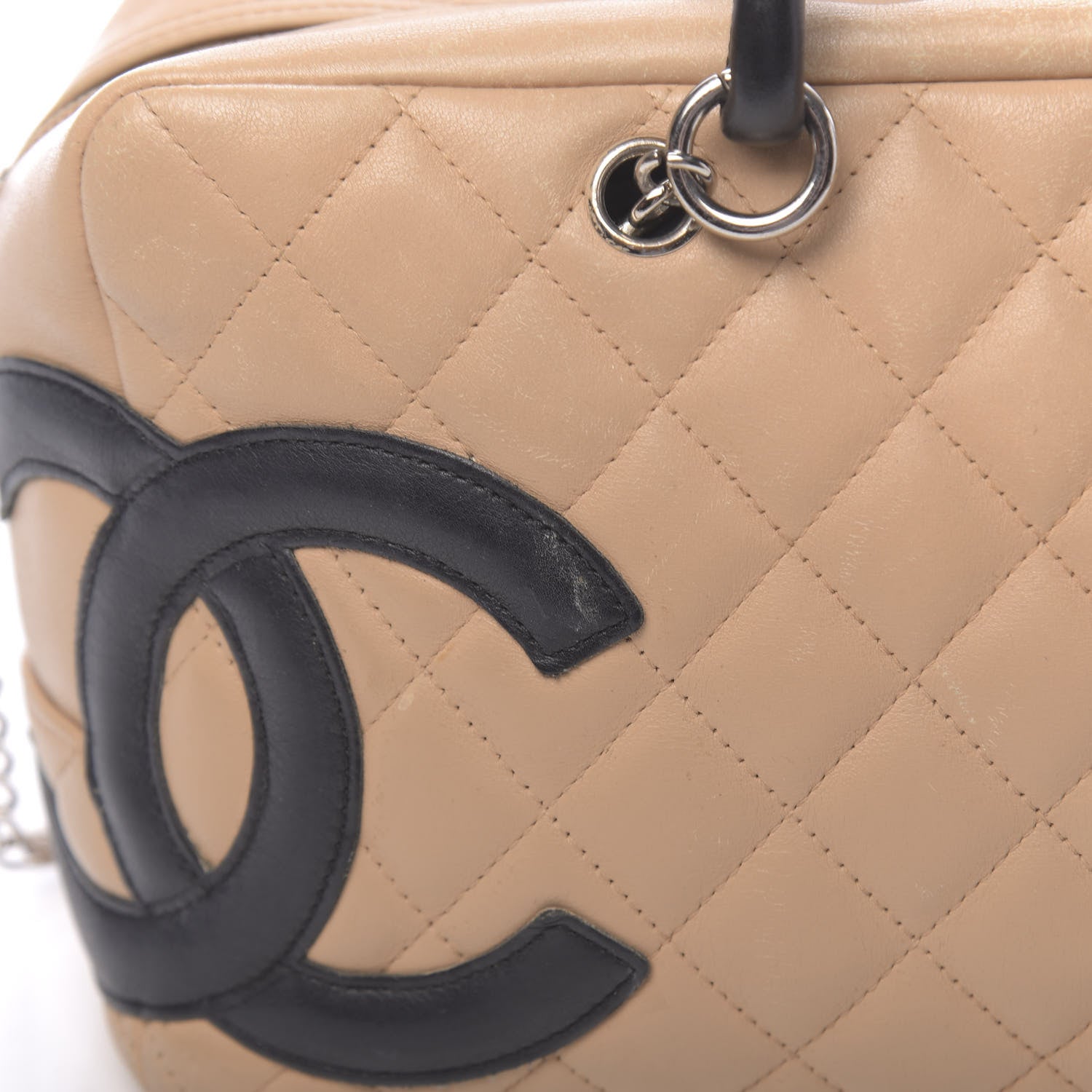 Chanel Calfskin Quilted Large Cambon Bowler Beige Black 11 of 18