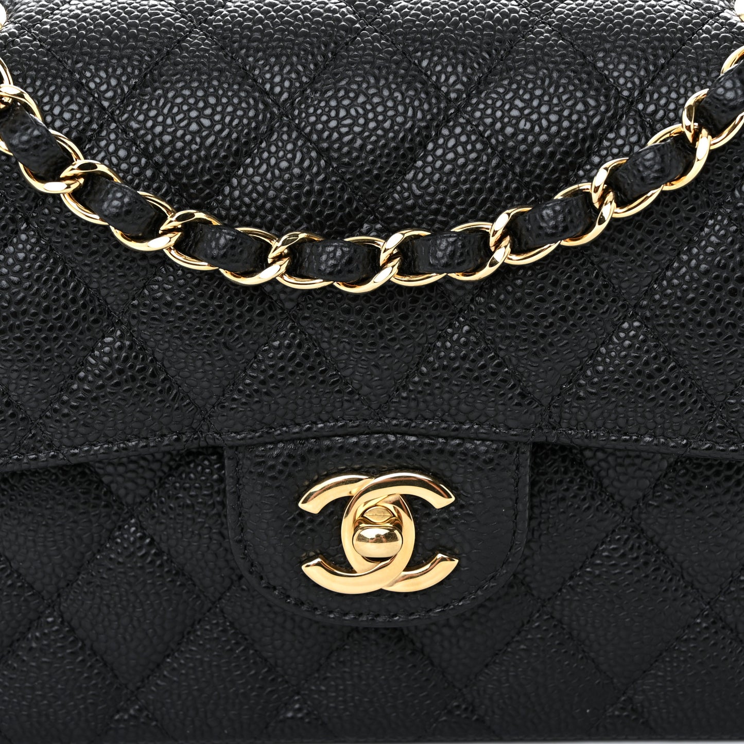 Caviar Quilted Small Double Flap Black
