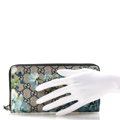 Gucci GG Supreme Monogram Blooms Zip Around Wallet Blue 2 of 10