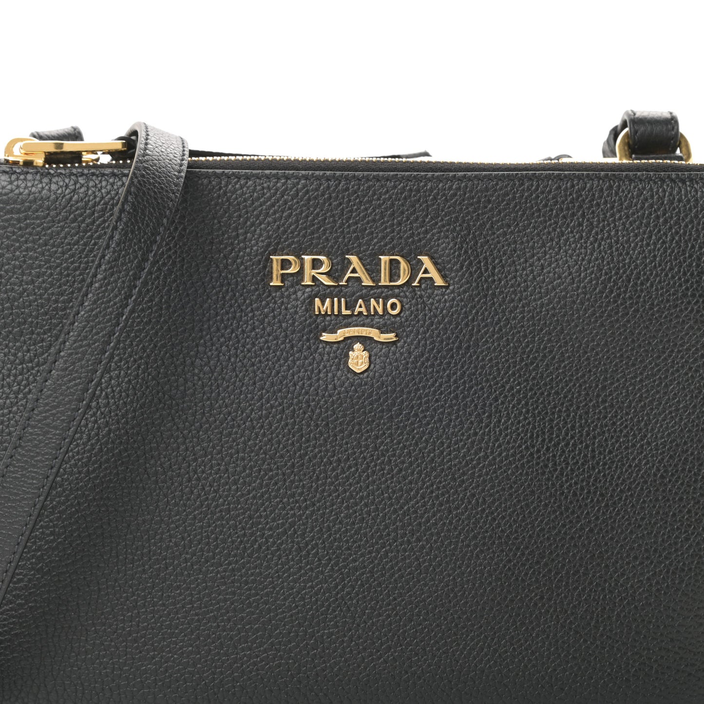 Vitello Phenix Double Zip Crossbody Bag Black