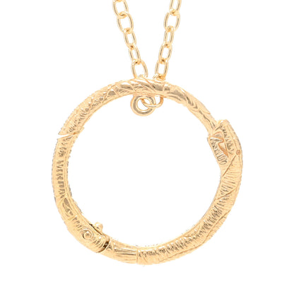 Gucci 18K Yellow Gold Ouroboros Snake Ring Necklace 4 of 5