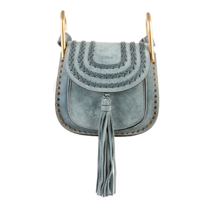 Chloe Suede Calfskin Braided Mini Hudson Shoulder Bag Cloudy Blue 1 of 7