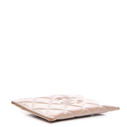 Chanel Metallic Lambskin Quilted Diamond CC Card Holder Beige 4 of 13