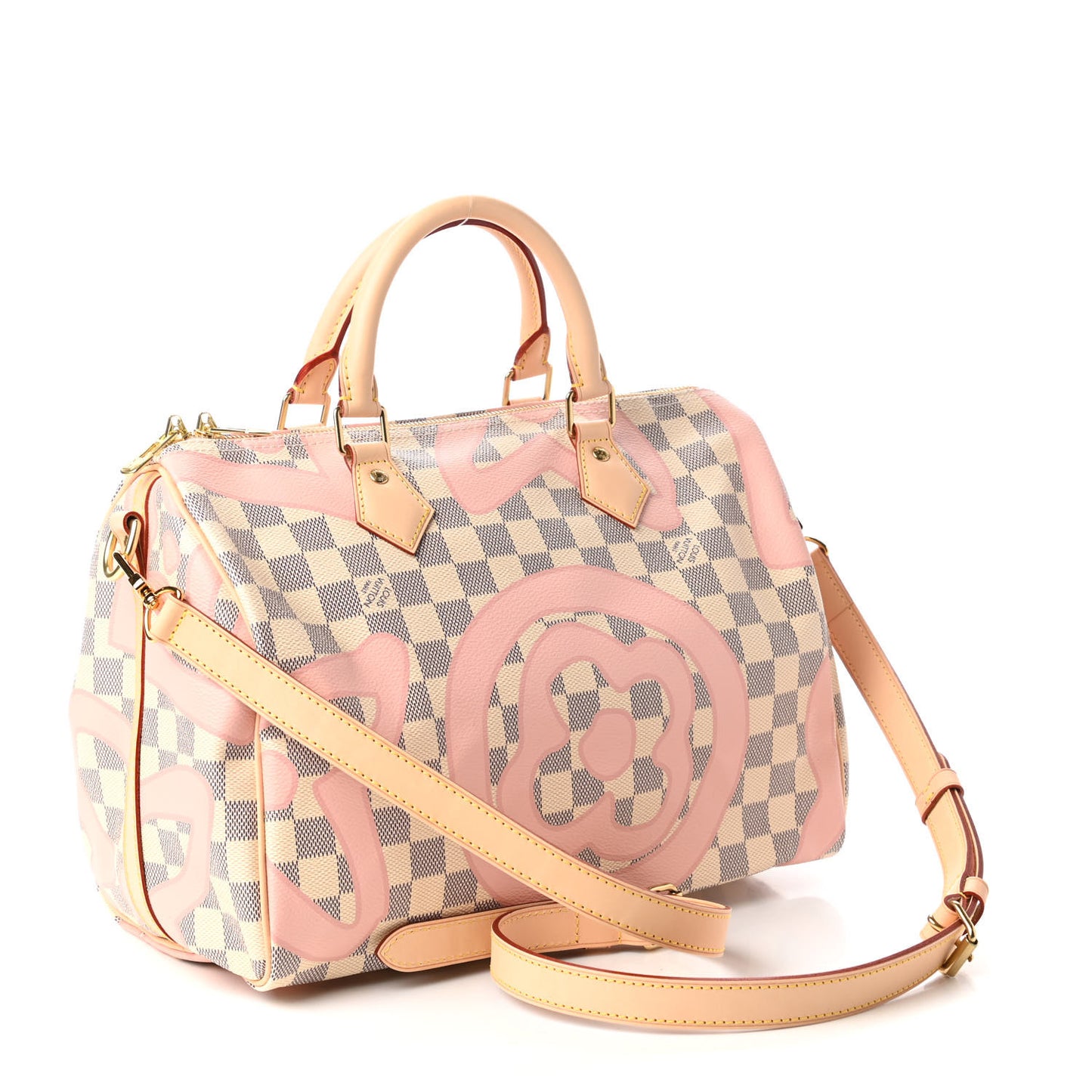 Damier Azur Tahitienne Speedy Bandouliere 30 Rose Ballerine