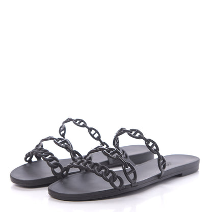 Hermes Rubber Chaine d'Ancre Rivage Sandals 38 Black 3 of 10