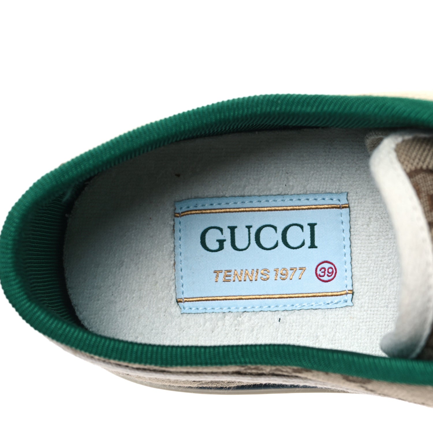 Gucci GG Monogram Web Womens 1977 Tennis Sneakers 39 Beige Ebony Mystic White 7 of 7