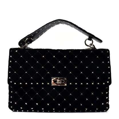 Valentino Garavani Velvet Large Rockstud Spike Shoulder Bag Black 1 of 4