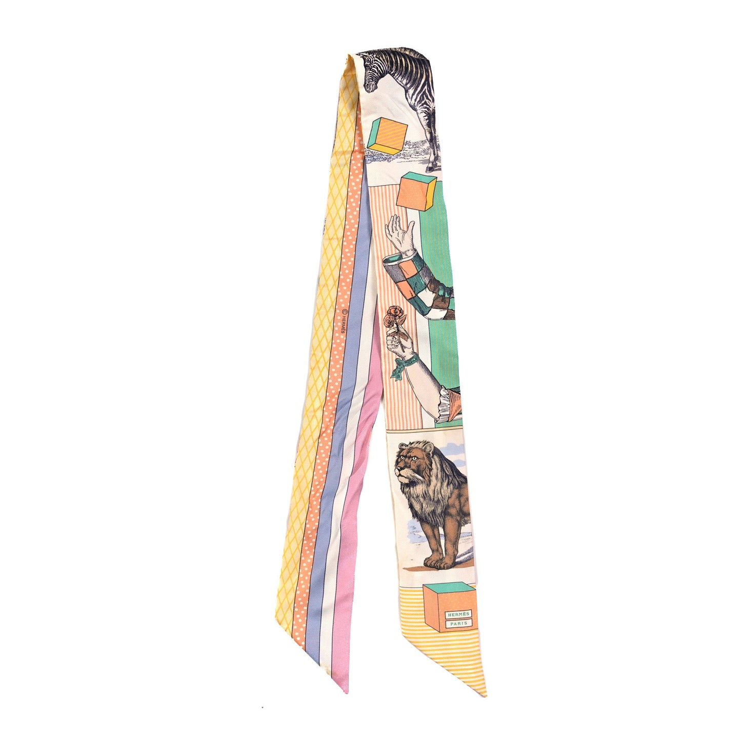 Silk Twilly Grand Theatre Nouveau White Vert Abricot