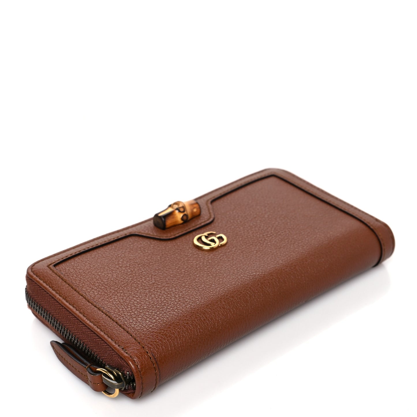 Wonka Grain Calfskin Diana Zip Around Continental Wallet Cuir