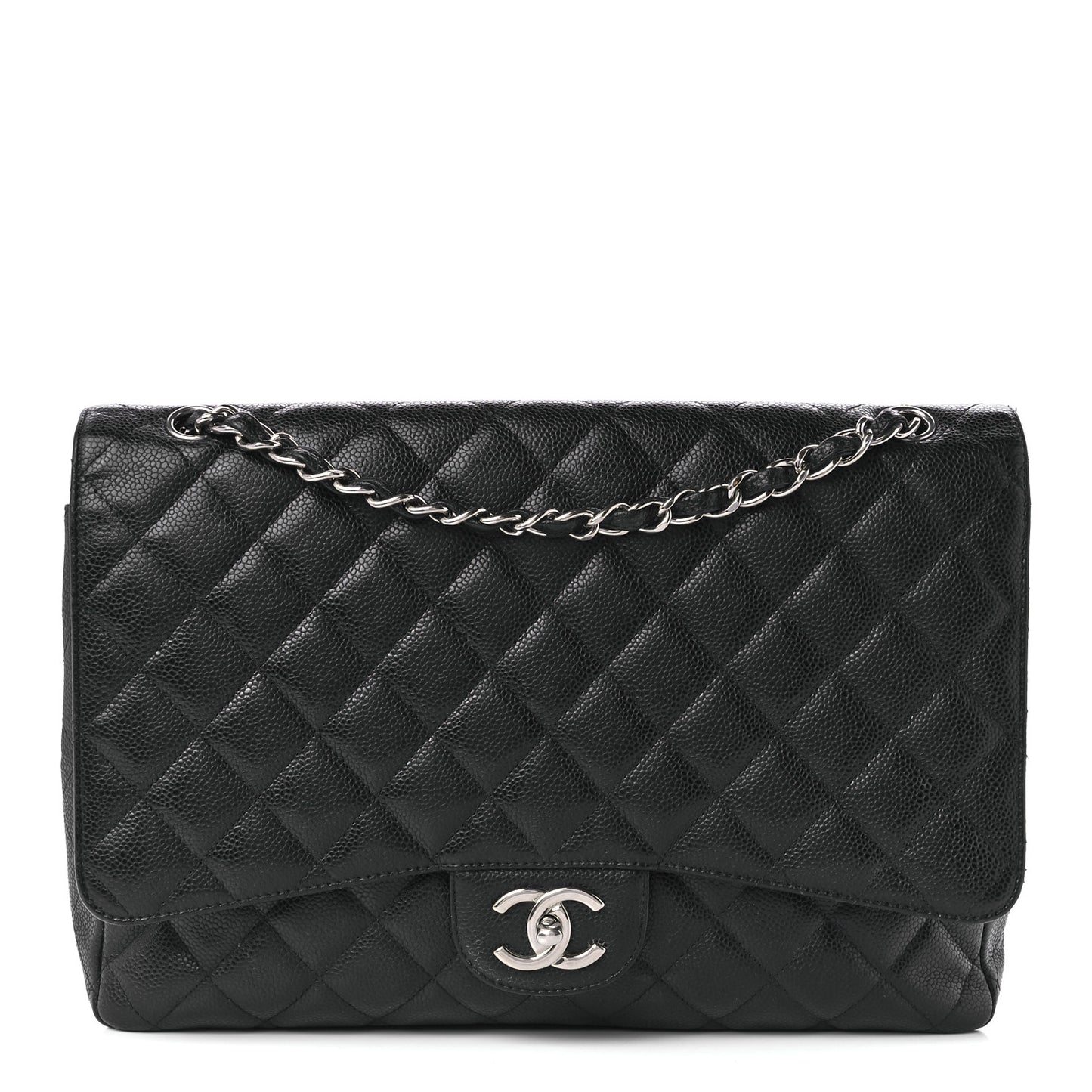 Caviar Quilted Maxi Double Flap Black