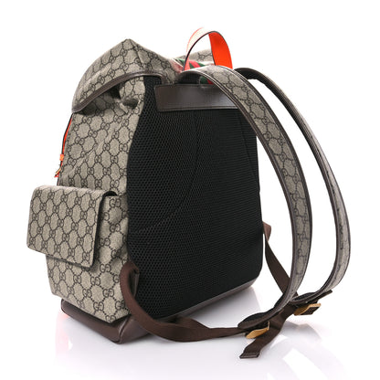 Gucci GG Supreme Monogram Medium Ophidia Double Buckle Backpack Beige Ebony Neon Orange 2 of 9