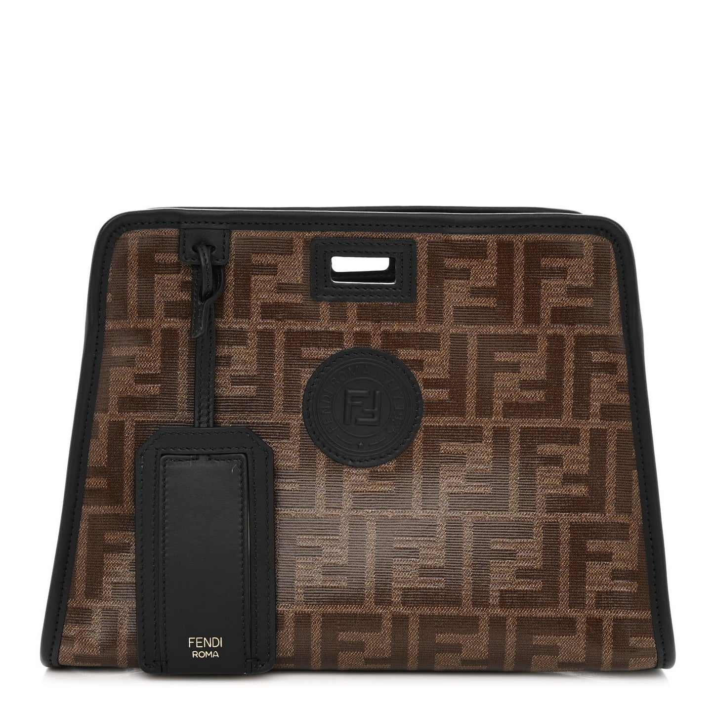Glazed Fabric Vitello Century FF 1974 Stamp Patch Mini Peekaboo Defender Cover Mogano Panna Black