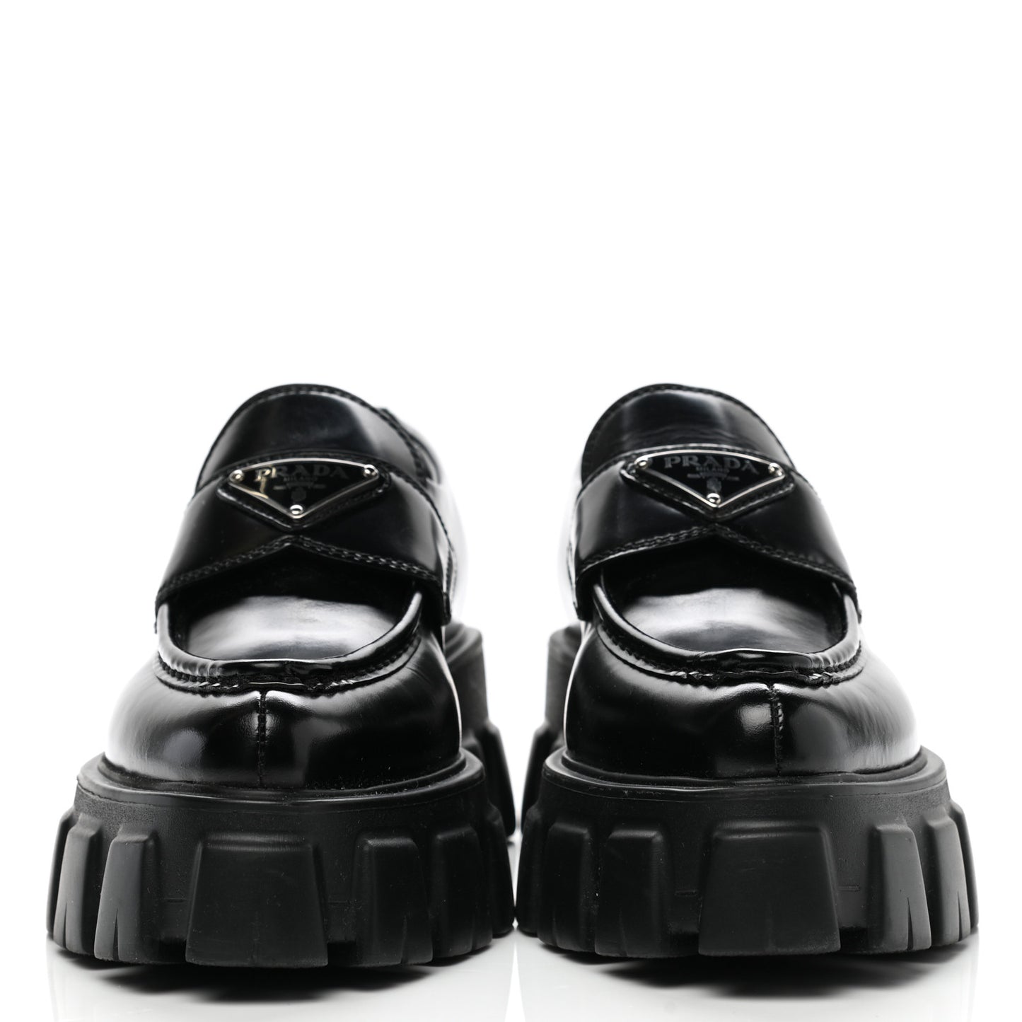 Spazzolato Triangle Logo Monolith Pointy 55mm Loafers 36.5 Black