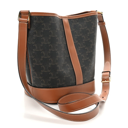 Celine Triomphe Canvas Calfskin Small Bucket Bag Tan 3 of 11