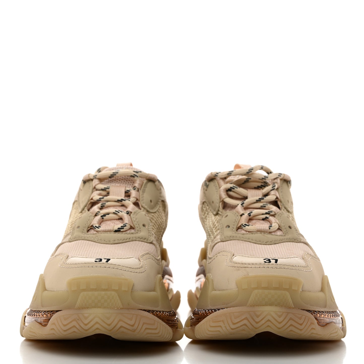 Fabric Mesh Clear Sole Womens Triple S Sneakers 37 Beige