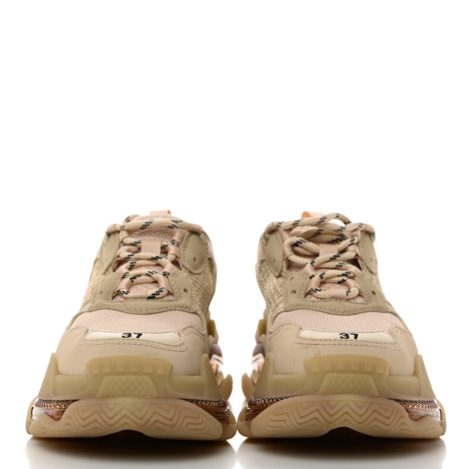 Balenciaga Fabric Mesh Clear Sole Womens Triple S Sneakers 37 Beige 2 of 8