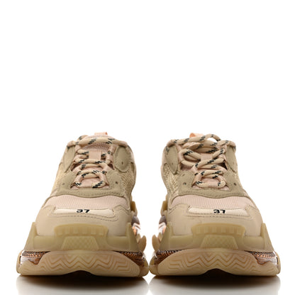 Balenciaga Fabric Mesh Clear Sole Womens Triple S Sneakers 37 Beige 2 of 8