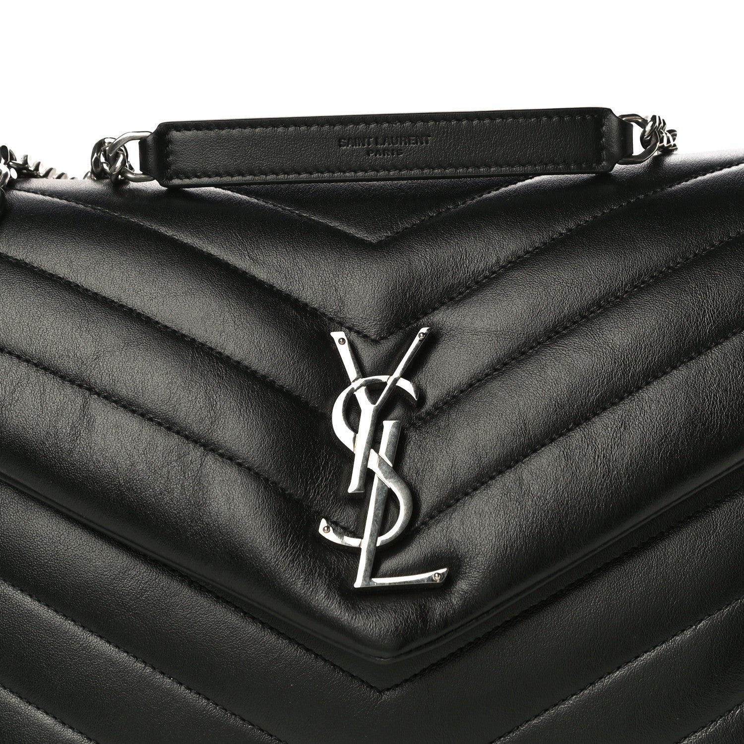 Saint Laurent Calfskin Y Quilted Monogram Medium Loulou Chain Satchel Black 7 of 10
