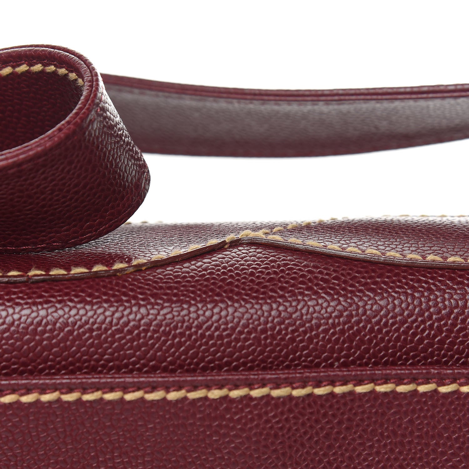 Chanel Caviar CC Stitched Medium Flap Shoulder Bag Burgundy 10 of 15