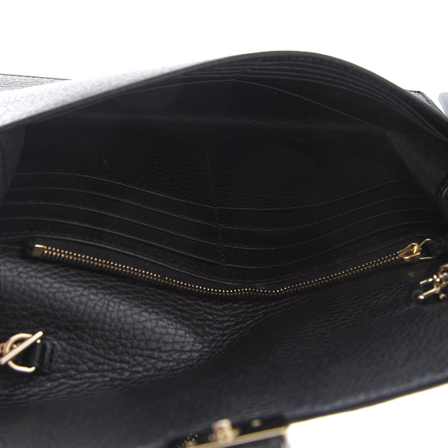 Dollar Calfskin Interlocking G Chain Wallet Black