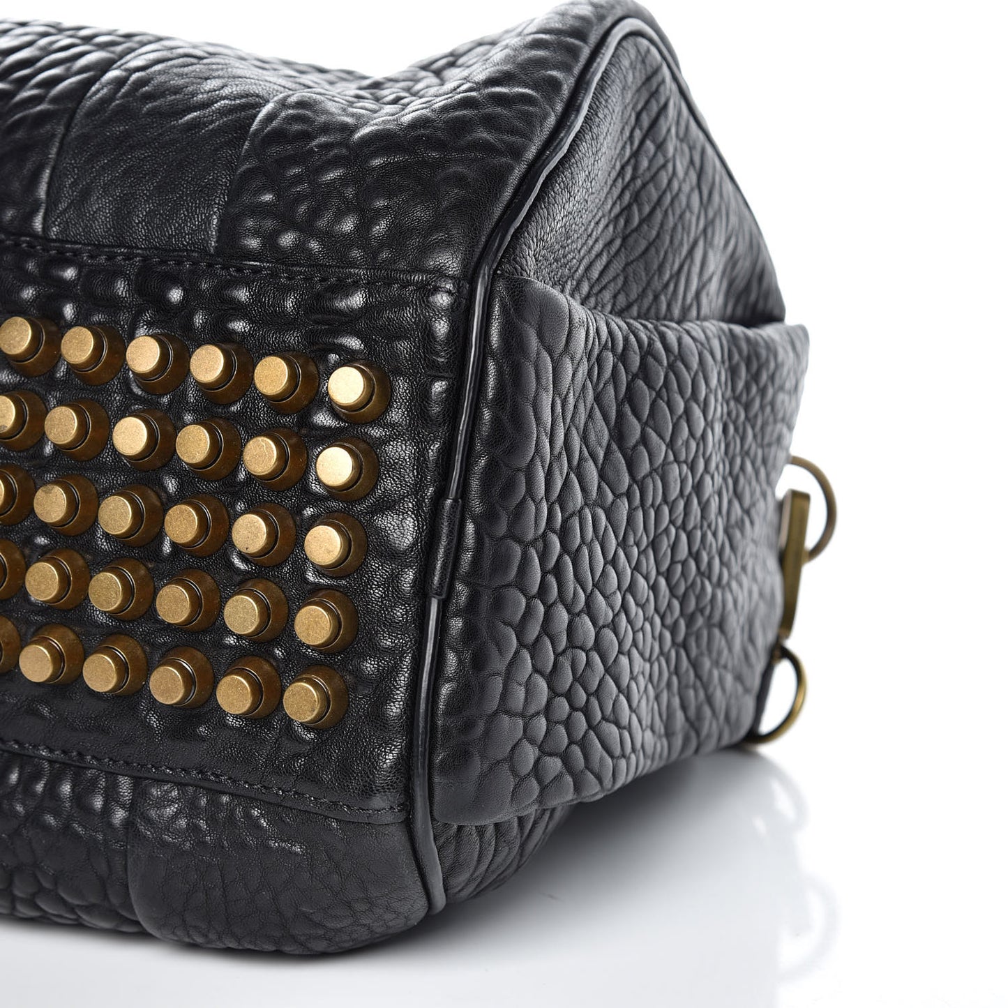 Pebbled Lambskin Rocco Black Antique Brass Hardware