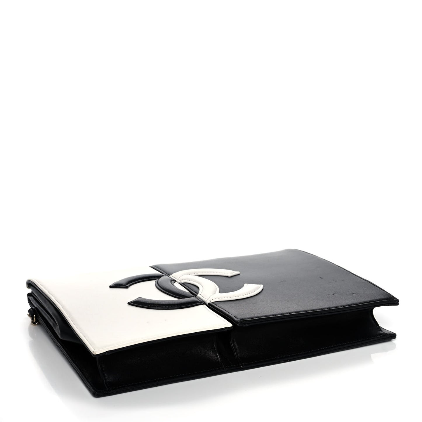 Lambskin CC Wristlet Clutch Black White