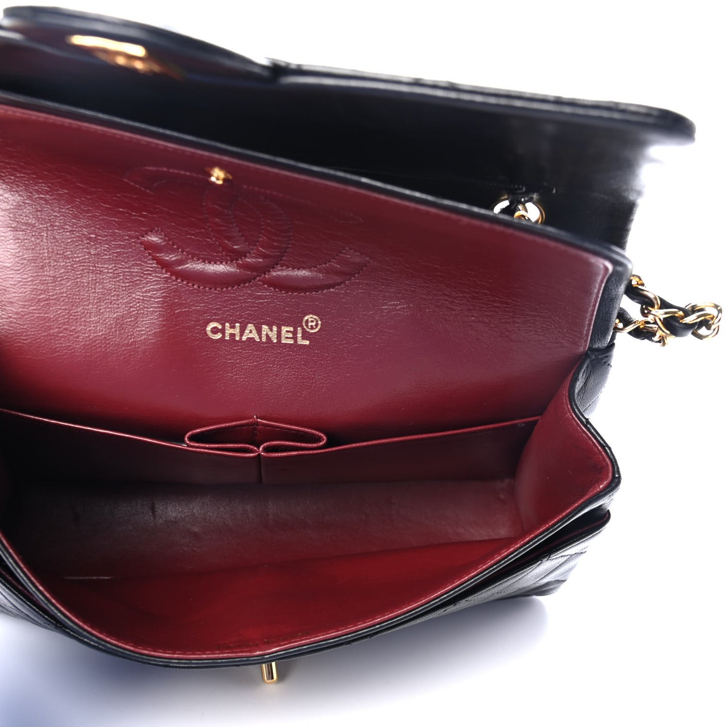 Lambskin Quilted Medium Double Flap Black