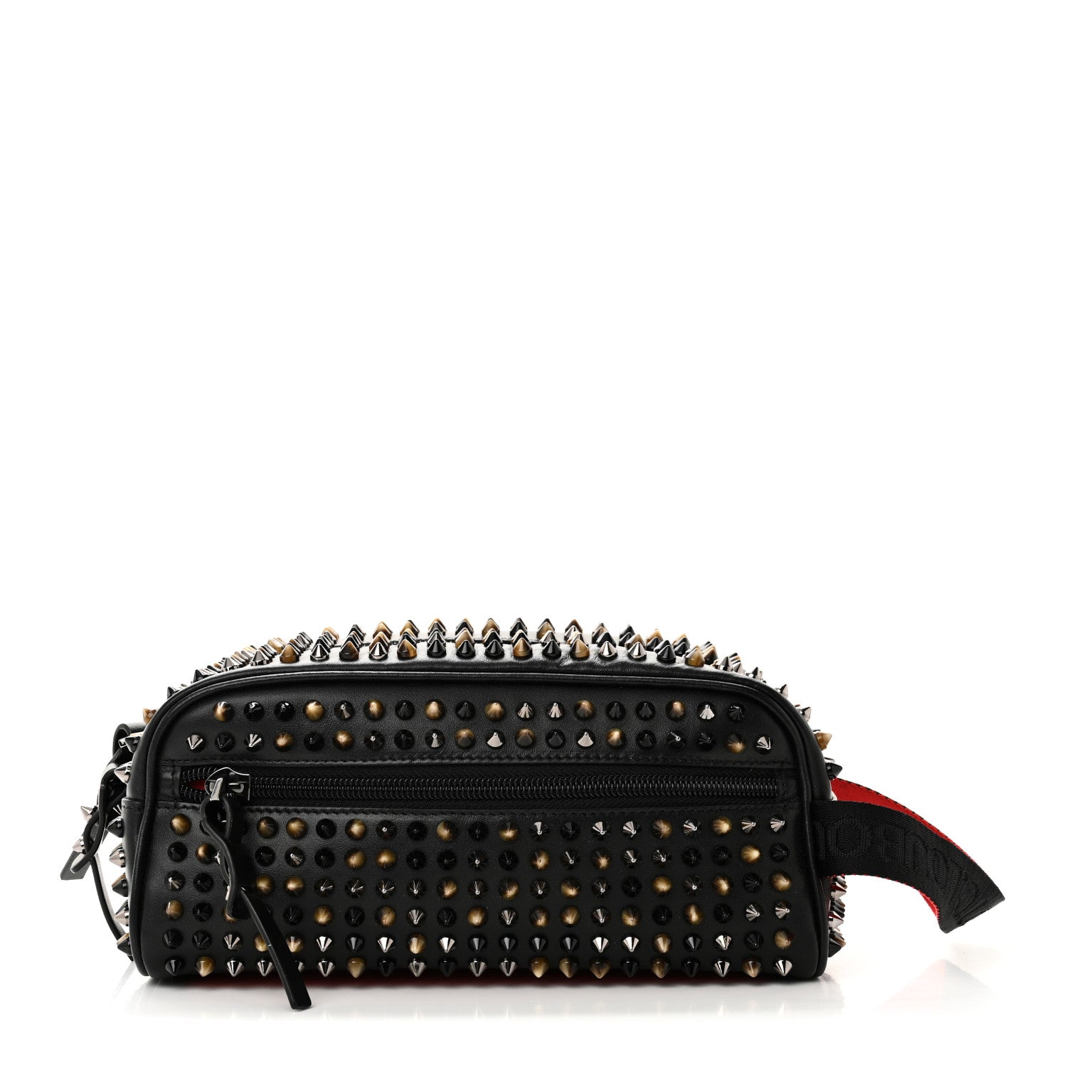 Christian Louboutin Calfskin Spikes Mens Blaster Toiletry Bag Black 1 of 10