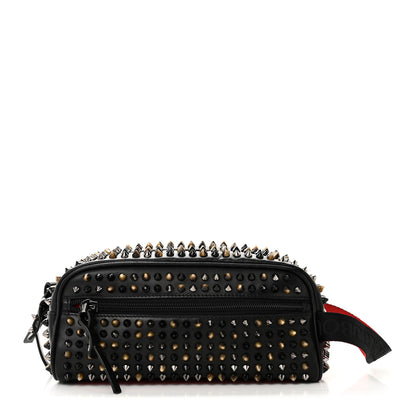 Christian Louboutin Calfskin Spikes Mens Blaster Toiletry Bag Black 1 of 10