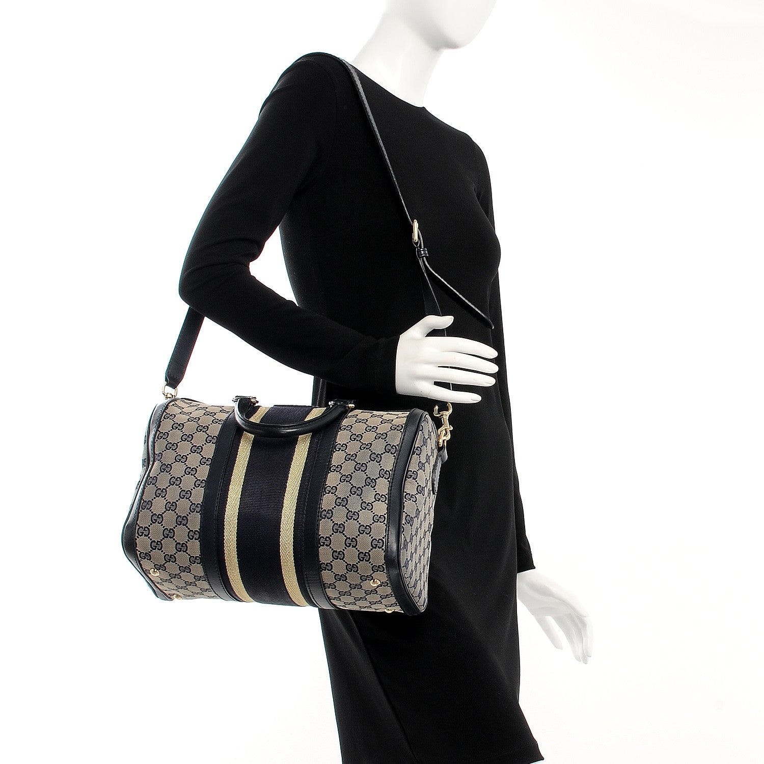 Gucci Monogram Vintage Web Medium Boston Navy Navy 2 of 18