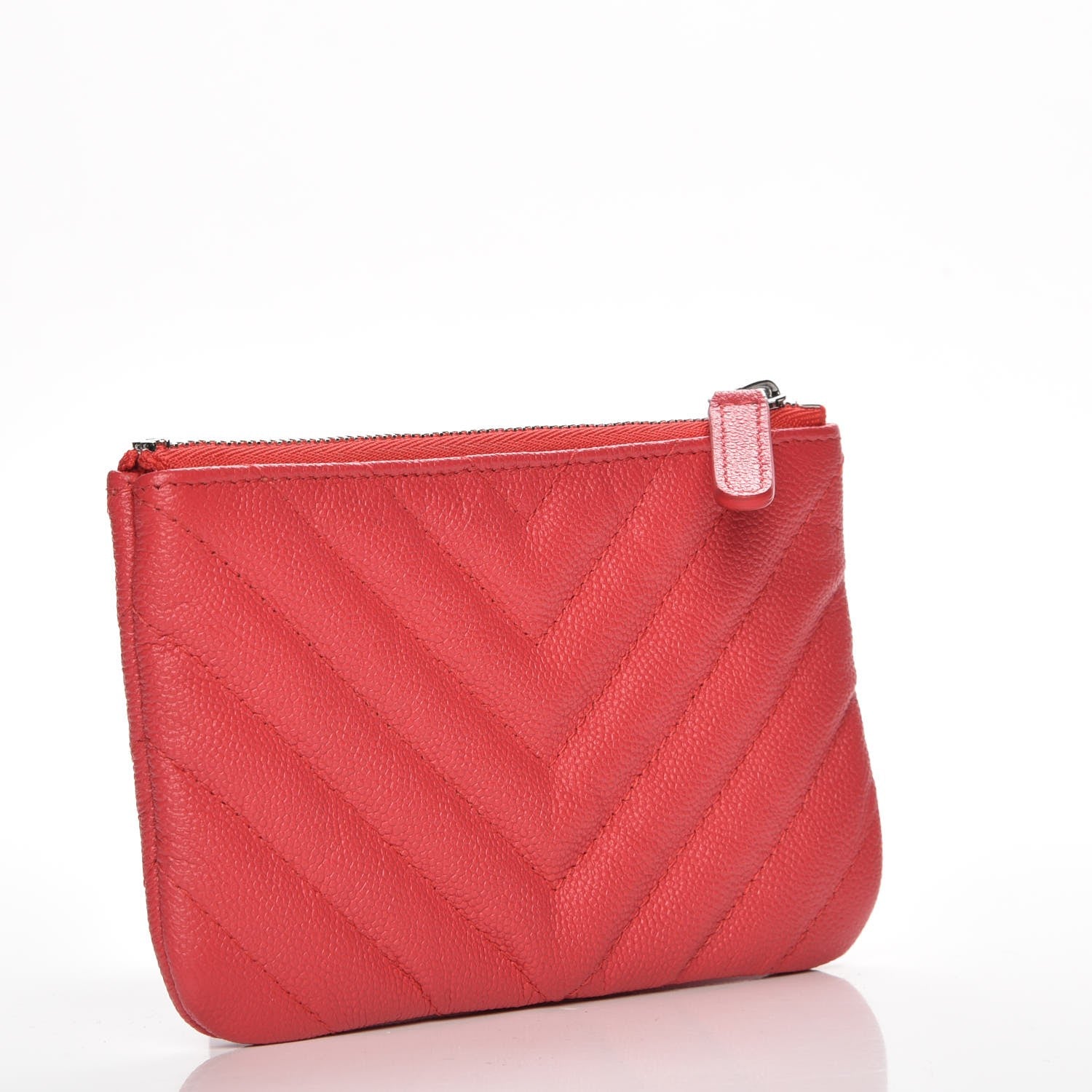 Chanel Calfskin Chevron Small Cosmetic Case Pink 3 of 8