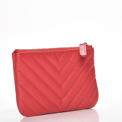 Chanel Calfskin Chevron Small Cosmetic Case Pink 3 of 8