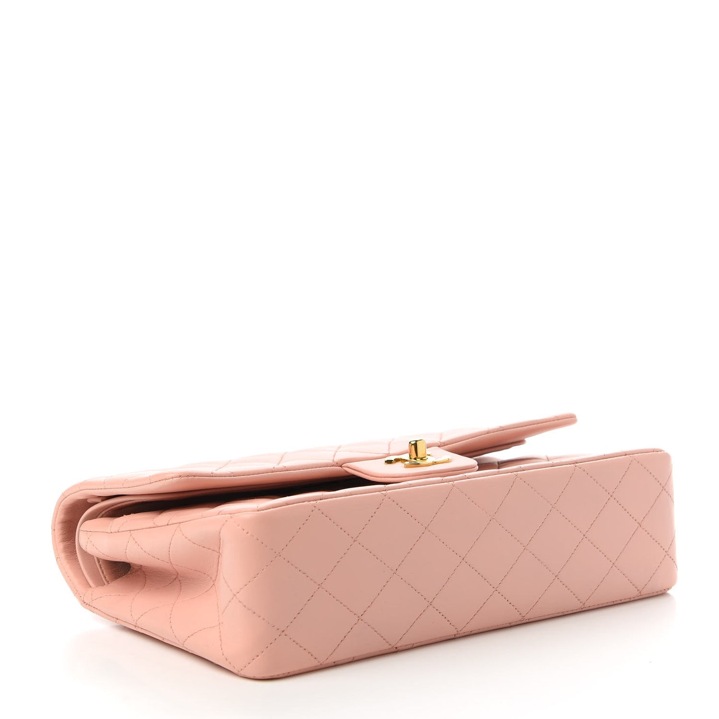 Lambskin Quilted Medium Double Flap Light Pink