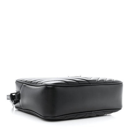 Saint Laurent Calfskin Matelasse Monogram Monochrome Lou Camera Bag Black 4 of 12