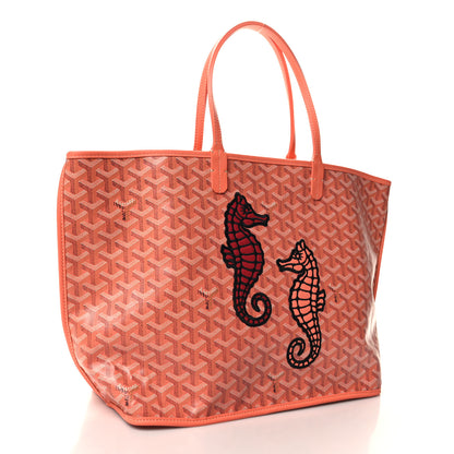 Goyard Goyardine Embroidered Seahorse Reversible Anjou PM Coral 4 of 16