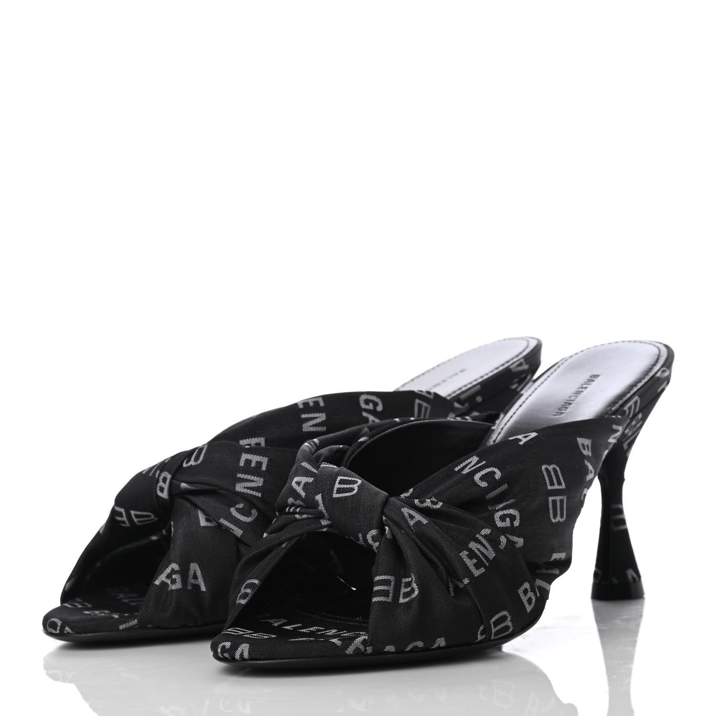 Jacquard Allover Logo Drapy 80mm Sandals 36.5 Black White