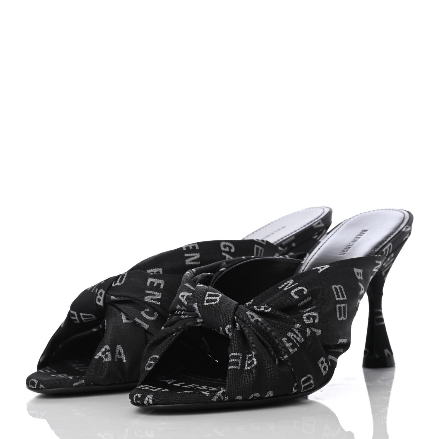 Balenciaga Jacquard Allover Logo Drapy 80mm Sandals 36.5 Black White 5 of 18