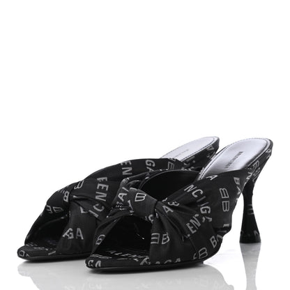 Balenciaga Jacquard Allover Logo Drapy 80mm Sandals 36.5 Black White 5 of 18