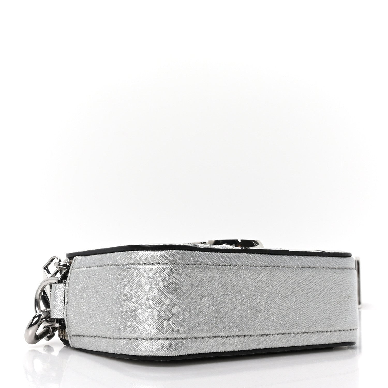 Marc Jacobs Metallic Sequin Snake Embossed Calfskin Stripe Snapshot Camera Bag Silver 4 of 10