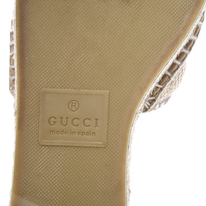 Gucci Straw Elaphe Matelasse GG Marmont Espadrille Slide Sandals 37 Natural Cream Brown 9 of 11