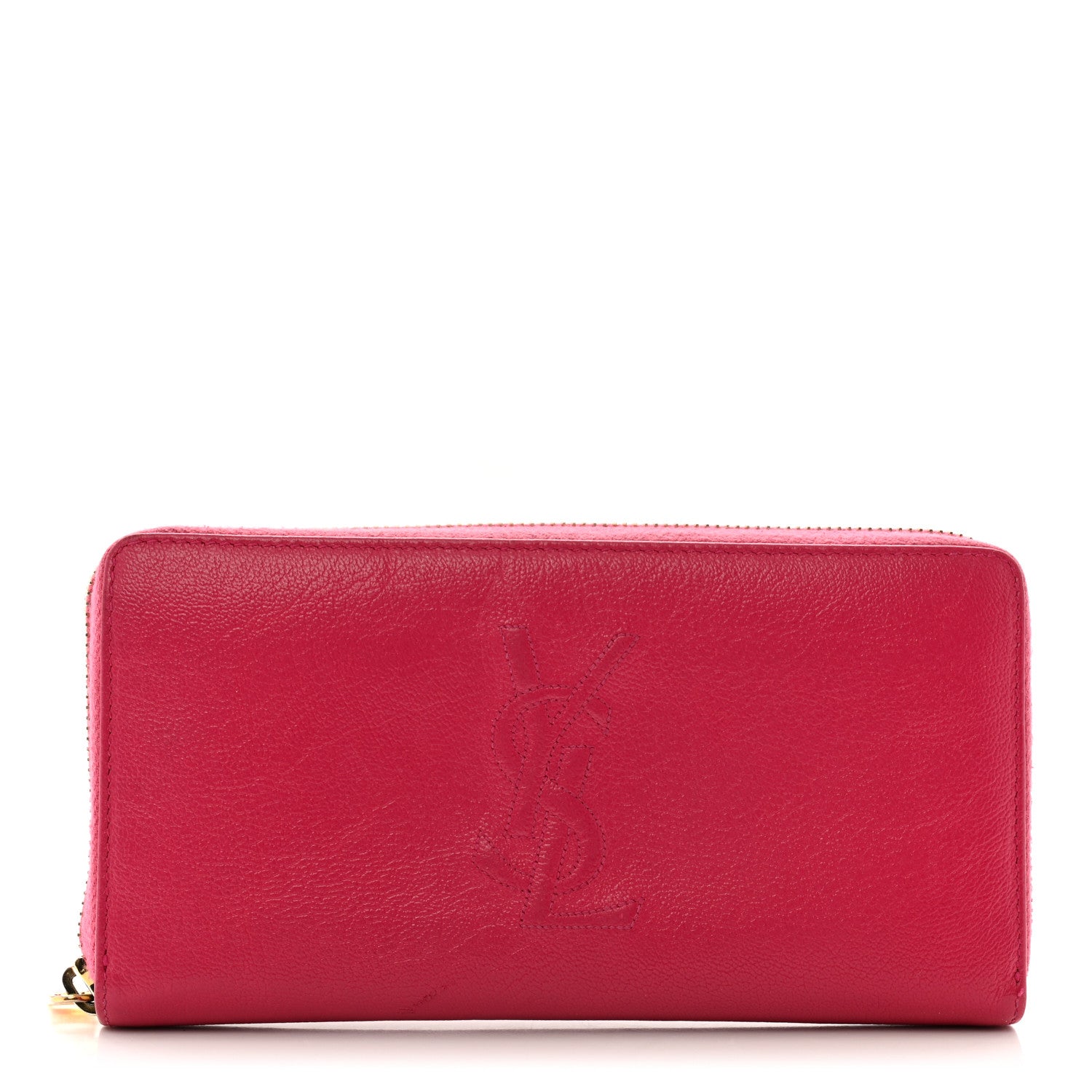 Saint Laurent Chevre Belle De Jour Zip Around Wallet Fuchsia 1 of 14