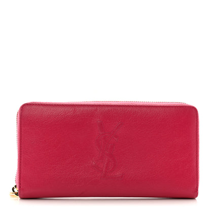 Saint Laurent Chevre Belle De Jour Zip Around Wallet Fuchsia 1 of 14
