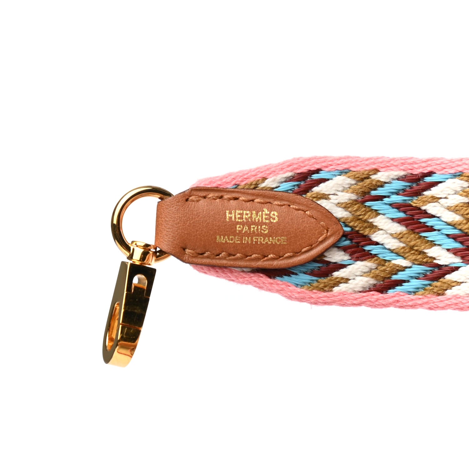 Hermes Toile Swift 25mm Sangle Cavale Shoulder Strap Rose d'Ete White Gold 4 of 5