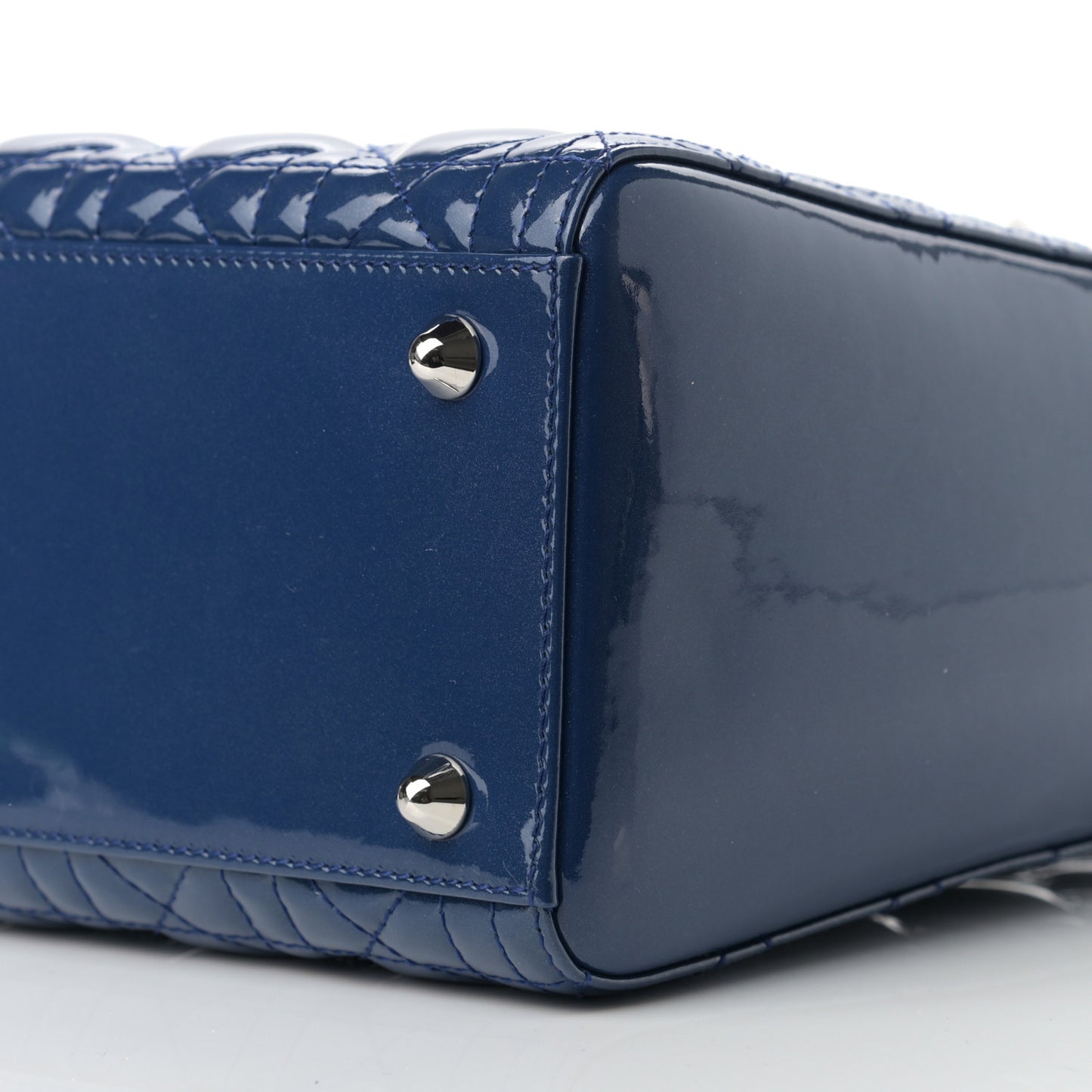 Patent Cannage Large Lady Dior Blue
