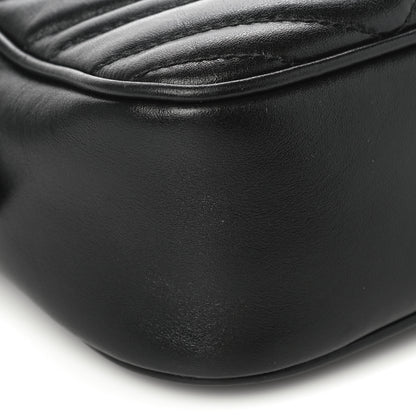 Gucci Calfskin Matelasse Small GG Marmont Chain Shoulder Bag Black 10 of 18