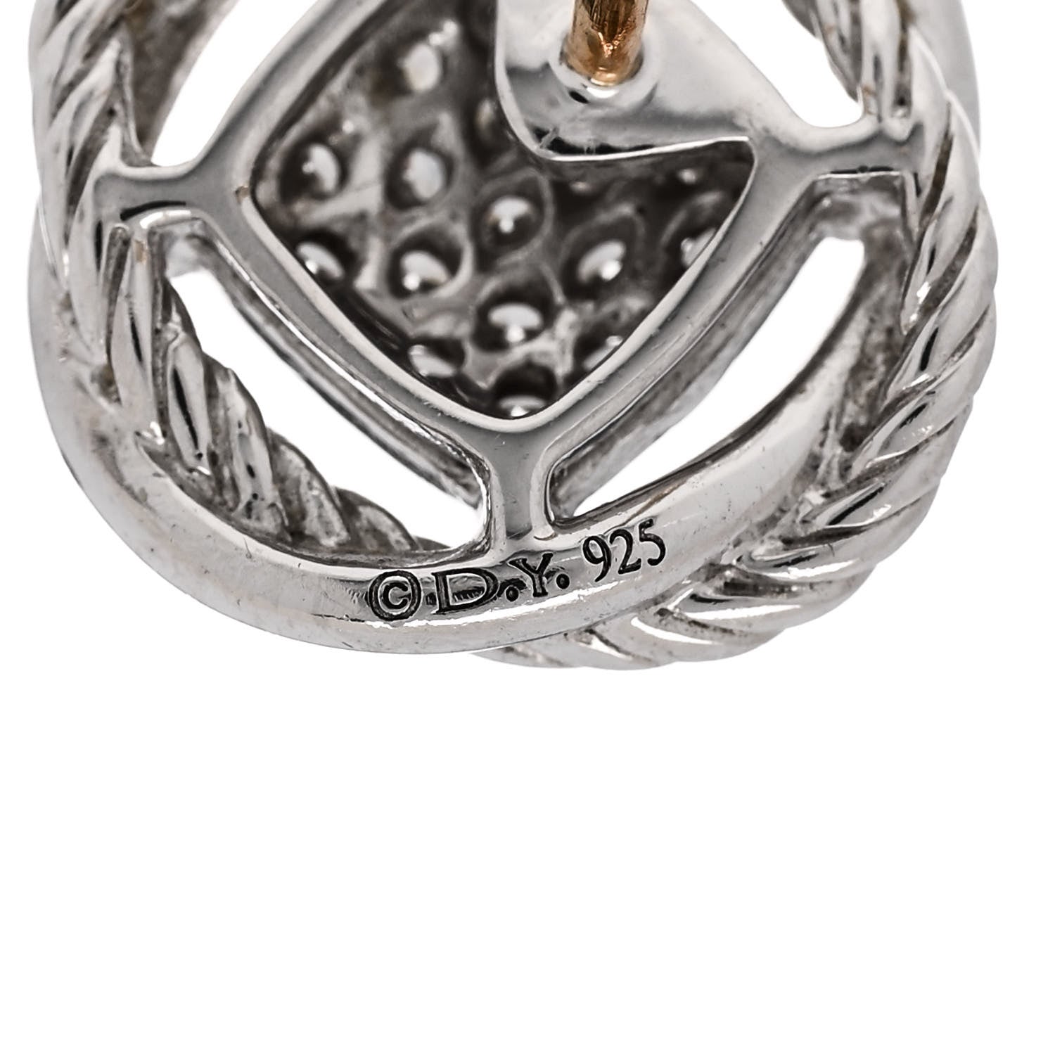 David Yurman Sterling Silver Diamond 13mm Infinity Earrings 4 of 4