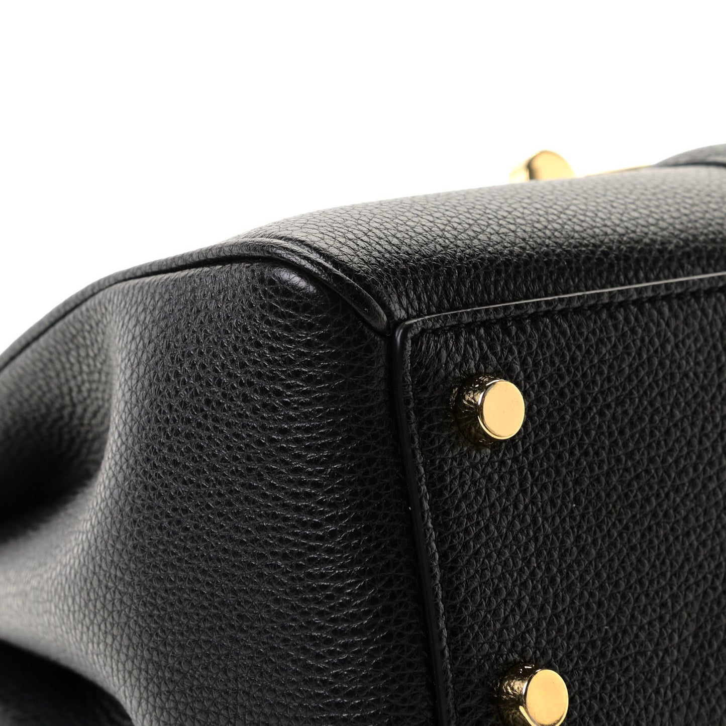 Grained Calfskin Small 16 Top Handle Bag Black