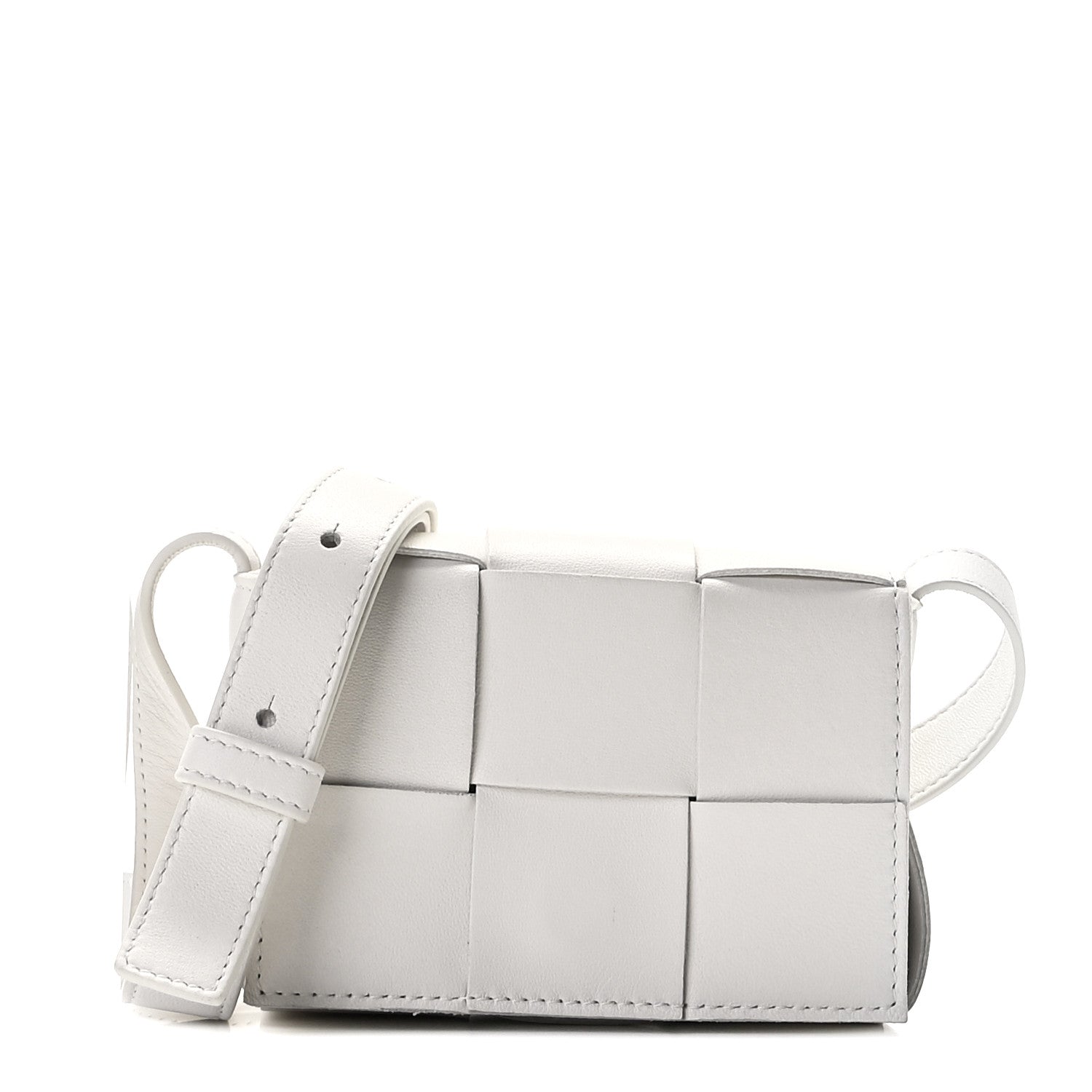 Bottega Veneta Lambskin Maxi Intrecciato Extra Mini Cassette Crossbody Bag White 1 of 8